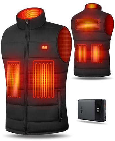 UNBON Beheizbare Weste, Heizweste Herren, Beheizbare Jacke mit Powerbank 10000mAh USB, Beheizte Weste (DE/NL/SE/PL, Alphanumerisch, M, Regular, Regular, Schwarz03-2 Tasten)