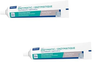 Virbac C.E.T. Enzymatische Zahnpasta für Tiere | Doppelpack | 2 x 70 g | Zahncreme mit Geflügelaroma für Hunde und Katzen | Zur Verwendung mit Einer tierartgerechten Zahnbürste