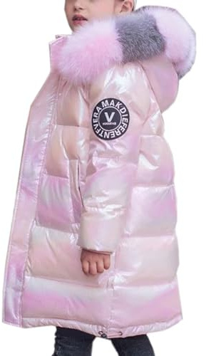 WIEAYUMEI Fille Manteau Longue Epais Blouson à Capuche Doudoune Chaud Veste Enfant Hiver Fourrure Matelassé Parka Vêtements de Ski