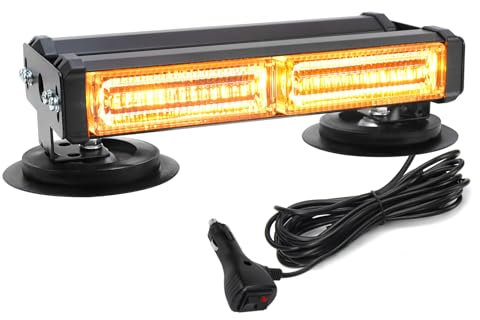 I LITTON Amber Flashing Beacon Light Security Light, 40-LED Roof Top Warning Emergency Lights with Magnetic Base 26 Flash Modes, High Visibility Amber Strobe Light for Trucks, Snowplow, Tractors