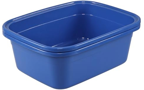 Tyminin 18 Quart Rectangle Dish Pan/Wash Basins, Plastic Dish Pans, Blue, Set of 2