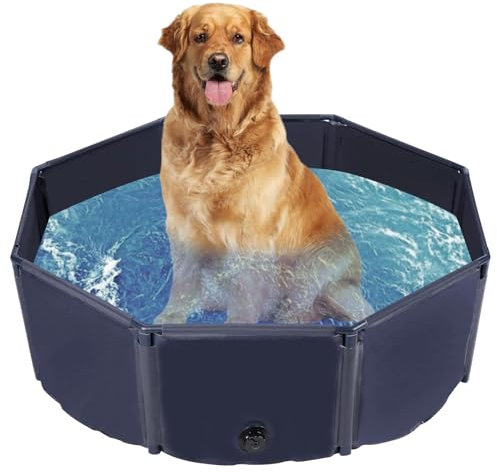 DUOJIN Planschbecken für Hunde Faltbare Schwimmbecken Hundebadewanne PVC Hundepool Hundepool für Große & Kleine Hunde rutschfest Tragbar (100 * 30CM)