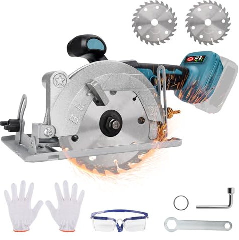 Mini Kreissäge, Handkreissäge für Makita 18 V Li-Ion Akku mit 2 Sägeblättern (150mm), 12000RM/minBürstenlose Kupfermotor Multifunktionssäge für Holzbearbeitung