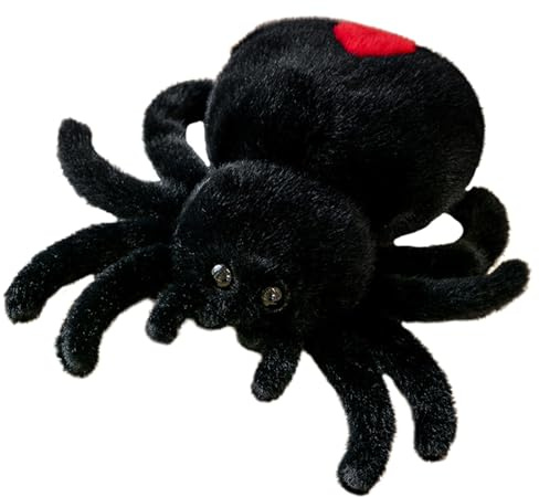 Peluche Ragno di Halloween,Animale di Peluche Realistico Ragno Grande Ragno Peluche Cartoon Morbido,Cuscino in Peluche Ragno Inquietante per Bambini Adulti Giocattoli Bomboniere di Halloween (nero)