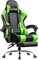 GTPLAYER Sedia da ufficio, da gaming, da gaming, ergonomica, con poggiapiedi, poggiatesta, cuscino lombare, imbottito, sedia girevole verde