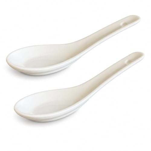 White and black Series ASIATICA | Porslinskeds-set Asien | 13 cm – rissked – soppsked, serveringssked, dessertsked – spoonset ramen (set om 2 vit)