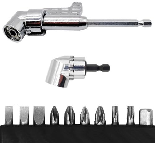 105° Winkelschrauber Vorsatz Adapter 12 Stück Winkelaufsatz für Akkuschrauber Corner Tool Screw Hub with Multi-function Bend Screwdriver Bit Sechskantschaft Winkelgetriebe für Garage Bauarbeiter