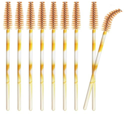 Einweg-Wimpernbürsten 50 Stück Wimpernbürstchen für Mascara,Einweg Mascara Zauberstäbe,Wimpern Augenbrauen Bürste,Wimpernverlängerung,Augen Make-up(Brown)
