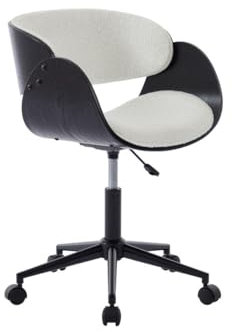 Vente-unique-Bürostuhl höhenverstellbar - Bouclé-Stoff & Metall - Weiß & Schwarz - JELSA