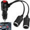 1 à 2 Rallonge Allume-Cigares, Double Allume Cigare Prise avec Interrupteur, 18AWG Y Splitter Allume Cigare Double avec Fusible 15A, 12V/24V Adaptateur Répartiteur pour Voiture, Bateau, Moto