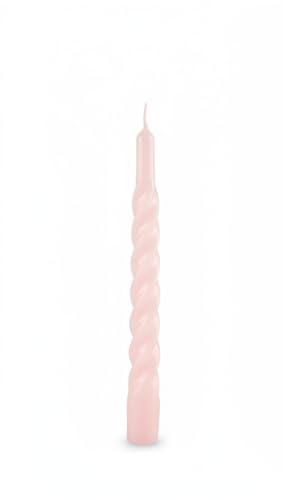 Bougies laquées tortillon diamètre 2,2 cm hauteur 21 cm - 3 pièces - Couleur poudre - Cereria Di Giorgio