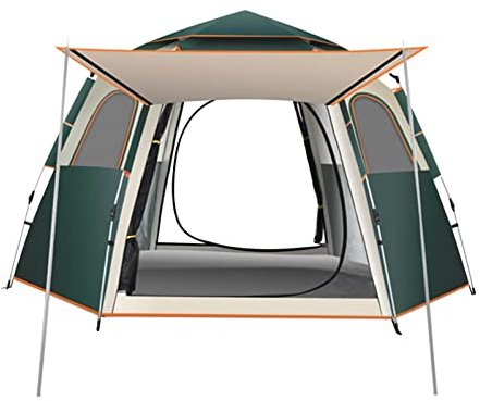 Topyond Camping Tent, Double Layer Family Tent with Automatic Pop Up Design, Large Space Hexagonal Structure for Hiking, Fishing, and Backpacking, Sun and Wind Proof Oxford Cloth (5 to 8 Person)