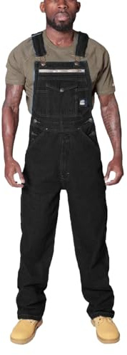 YOSUWOAI Salopette in jeans da uomo con vestibilità rilassata, spalline regolabili e tasche multiple per attrezzi, tuta da lavoro, O nero., 4XL