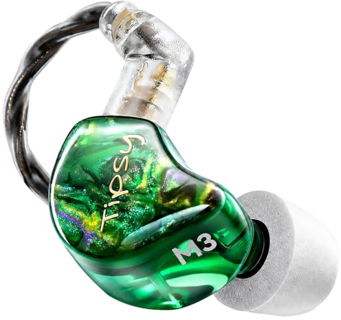 Tipsy M3 Pro IEM-hörlurar, spelin-ear skärm med 1DD 2BA hybriddrivrutiner, rumsligt ljud för FPS spel, exakt plats, avtagbar 0,78 mm 2-stiftskabel 3,5 mm anslutning utan mikrofon (grön)