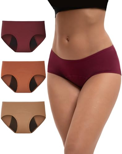 INNERSY Period Knickers Menstrual Pants, 12, Burgundy/Brown/Reddish Brown