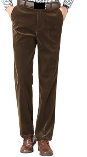GAGFDA Pantalon en velours côtelé de coupe classique pour homme, pantalon en velours côtelé, pour l'automne, le travail, le travail, coupe ajustée, jambe droite avec poches