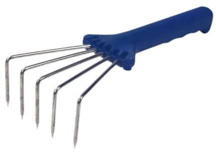 Dualoai Rastrello da Giardino, Rastrello a Mano, Piccolo, Manico Robusto, Coltivatore Portatile a Mano per Scavare sulla Spiaggia, Rimozione delle Erbacce, Blu