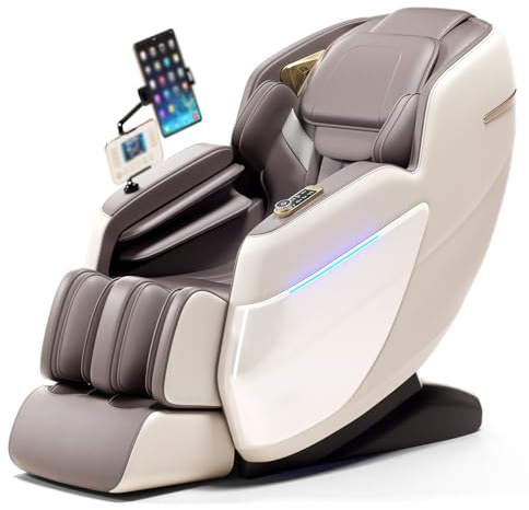 LFFTBK Sillón De Masaje con SL-Track Y Airbags para Todo El Cuerpo, Un Sillón De Masaje De Lujo Adecuado para Uso Doméstico.(Bianco)