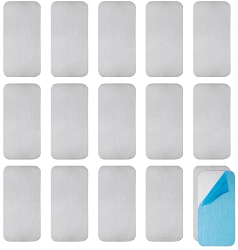 16pcs Magnetic Strips Stickers for Under Cabinet Lights, Adhesive Metal Replacement Magnetic Sticky Plate with Adhesive Backing for Motion Sensor Lights & Wireless Cabinet Lighting (Not Magnets)