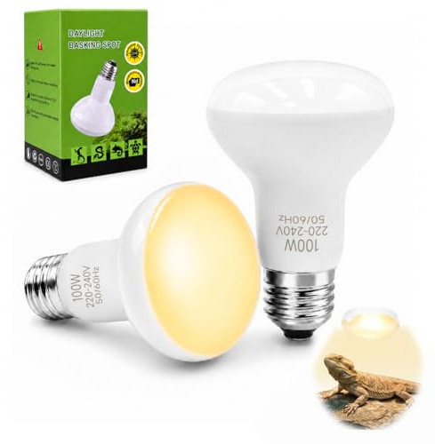 poluu Reptile Heat Lamp Bulb,2 Pack E27 Basking Spot Light (100, Watts)