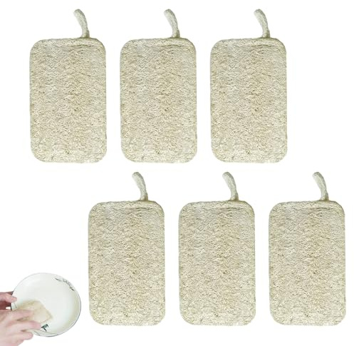 FAYHETG Natursvamp 6 stycken Loofah Svamp, luffasvamp, naturliga disksvampar, luffasvamp, peeling natursvamp perfekt för kroppsvård, dekoration, kök, skrubber och luffatvål
