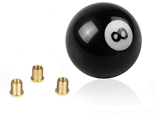RYANSTAR 8 Ball Shift Knob Acrylic Gear Shifter with 3 Adapters Black
