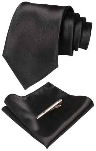 JEMYGINS Ensemble Cravate Homme en Satin Multicolore avec Pinces à Cravate et Carré de Poche Assortis