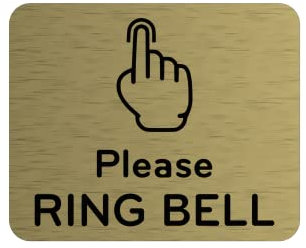 Targhetta adesiva Si prega di suonare il campanello, con inciso Simbolo Universale e Testo.