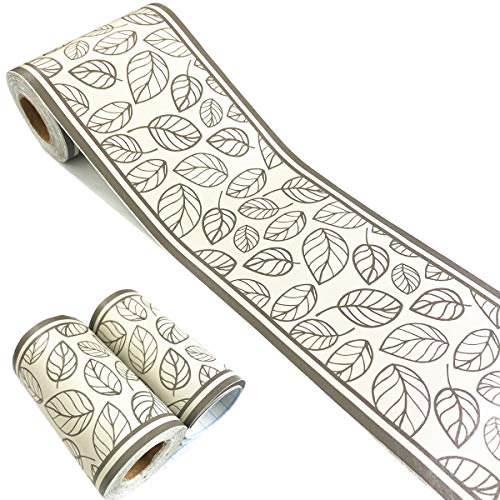 MESOAR Self Adhesive Green Leave Wallpaper Border Peel Stick Decorative Ceiling Sticker Molding Border 10cm by 32.8ft