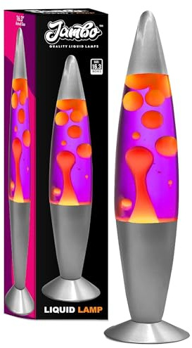 Jambo Lámpara Liquid con Cera Amarilla/Naranja y líquido Morado Preciosa lámpara con Cera Que Fluye como Lava I Entretenida para Grandes y pequeños