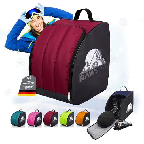 Rawstyle Mochila para Botas de Esquí y Casco, Modelo 2 (Negro-Burdeos)