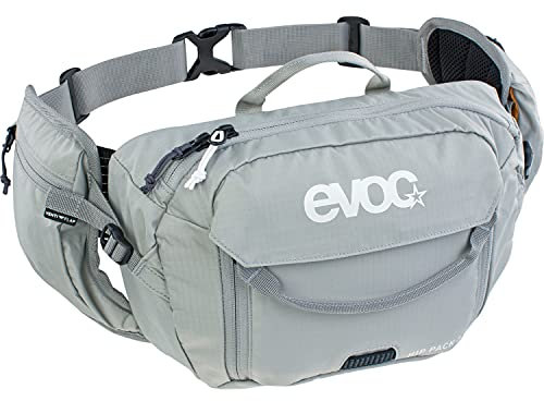 EVOC HIP PACK 3l Hüfttasche Bauchtasche Hüftbeutel inkl. 1,5l HYDRATION BLADDER (3l Fassungsvermögen, AIRFLOW CONTACT SYSTEM, verstellbarer Hüftgurt, VENTI FLAP-System, inkl. Trinkblase), Steingrau