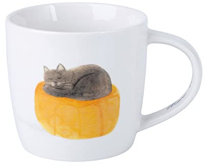 Maxwell & Williams DX1219 Kaffee-Tasse 400 ml – Serie Feline Friends – Porzellan, Katze auf Kissen bunt – in Geschenkbox