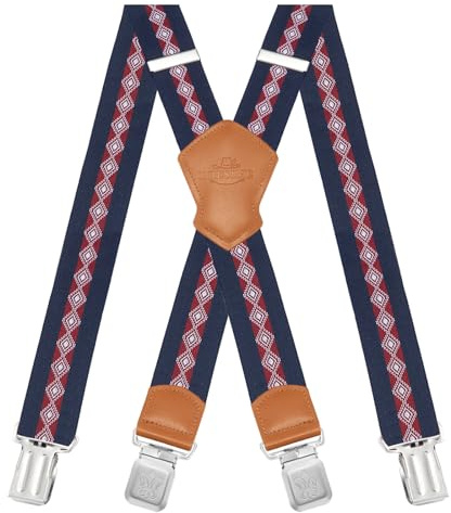 Dresime Tirantes Hombre para pantalones con 4 clips Extra Fuerte Metalicos X Forma Ancho 4 cm Tirantes Elásticas Longitud Adjustable Para Hombre y Mujer