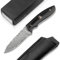 Magnum BÖKER Vernery Damast Knife - Jagdmesser mit Leder-Scheide schwarz - Gürtelmesser mit Damaststahl Droppoint Klinge 67 lagig - Damascus Hunting Knife mit Eben-Holz Griff