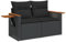 vidaXL Gartensofa mit Kissen 2-Sitzer, Sofa mit Staufach unter Sitzfläche, Terrassensofa mit abnehmbarem waschbarem Bezug, Gartenmöbel Terrassenmöbel, Schwarz Poly Rattan