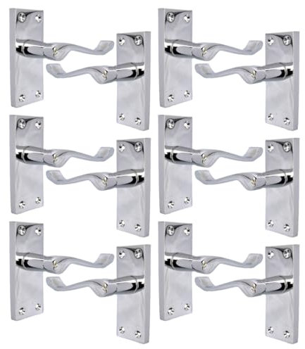 Haven Heritage Victorian Scroll Lever Set – Bright Chrome Interior Hardware in Multiple Styles for Home Renovation | 118mm & 150mm Backplate Options (6 Pairs Latch – No Latch)