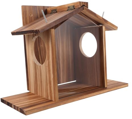 Happyyami Feeder Per Scoiattoli Legno Casa Di Nutrimento Per Scoiattoli Da Giardino e Criceti Accessorio Da Esterno Per Alimentazione Sicura