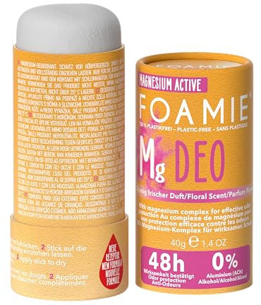 Foamie Desodorante Sólido para Mujeres Happy Day Nueva formulación, Deo Stick con fragancia floral, desodorante eficaz 48h sin aluminio, stick desodorante vegano & sin plástico, 40g