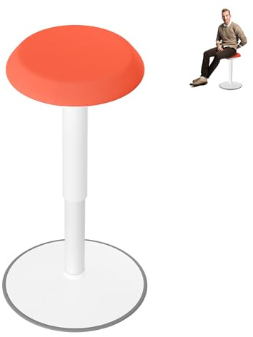 YRHome Rund Ergonomischer Hocker Stehhocker mit Schwingeffekt Sitzhöhe 54-79 cm Arbeitshocker Wackelhocker Schreibtischstuhl 360° drehbarer Orange