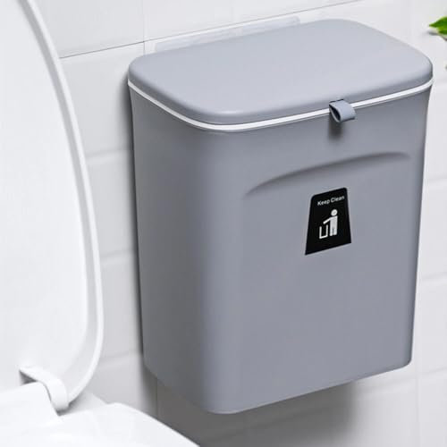 CHIMHOON 9L Tür Müll Abfall Eimer, Küche Abfalleimer, Klein Hängend Plastik Abfallsammler, Arbeitsplatte oder unter der Spüle, für Badezimmer/Schlafzimmer, Komposteimer für den Innenbereich