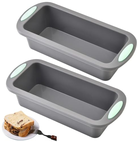 Techchii 2 Piezas Moldes Silicona Reposteria, Mini Molde Rectangular Reposteria, Moldes para Pan, Antiadherente y Desmoldable Rápido (Gris, 20 x 10 x 5,5 cm)