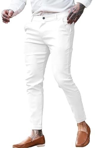 Oanviso Pantalon Chino Stretch Slim Fit Homme Ete Travail Bureau Pantalon Costume Ajusté Style Décontracté Coupe Skinny Classique Chic Regular Sweatpants