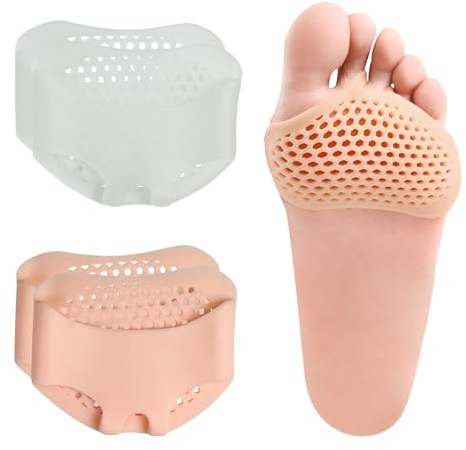 RYHHH Semelles Coussinet, Coussinets Métatarsiens, Coussin de Protection de Pointe de Pied, Demi Semelle Silicone Avant Pied pour Convient Aux Talons Hauts et Aux Baskets, 2 Pairs(Couleur Peau, Blanc)