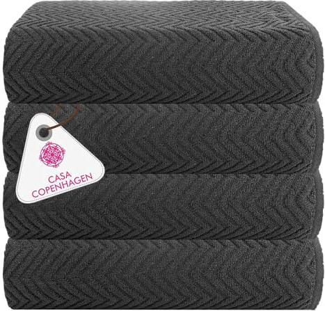 Casa Copenhagen Juego de Toallas de baño texturizadas Wave de (4 Piezas), Gris Pino, 550 g/m², 4 Piezas, Toallas de algodón Resistentes y duraderas, Set de Regalo para el baño.