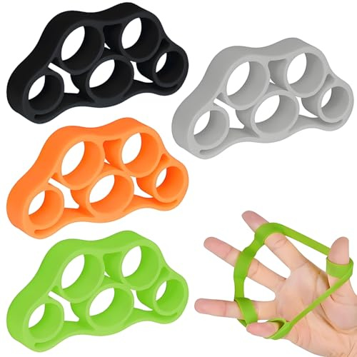 GAZIL Set da 4 Rinforzatori per Dita in Silicone, Allenatore per Mani, Rafforzamento di Dita e Polsi, Estensore per Dita, per Avambracci, Artrite, Arrampicata, Recupero