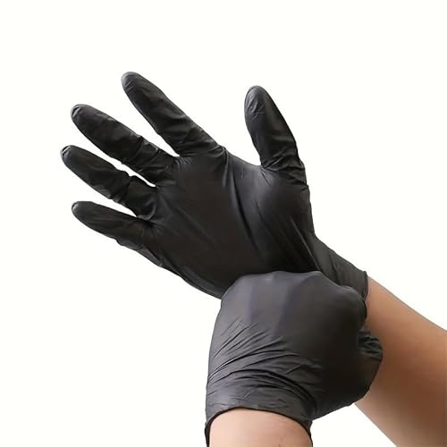 20-100 st. engångshandskar av nitril, puderfria, svarta latexhandskar for hårfärgning, rengöring, tatuering, matlagning, förberedelser(100PCS,L)