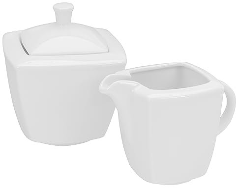 Creatable, 12330, Serie Victoria weiss, 2-teiliges Geschirrset für 6 Personen, Milch und Zucker Set aus Porzellan, spülmaschinen- und mikrowellengeeignet, Made in Europe
