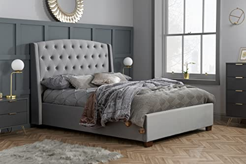 Birlea Velvet Balmoral Bed, Fabric, Grey, King