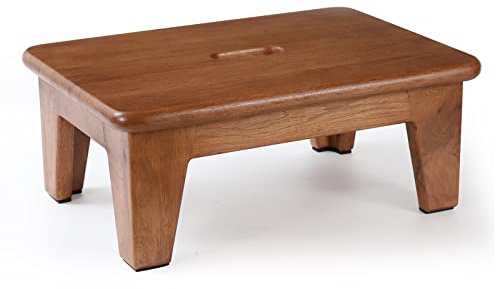 CONSDAN Step Stool for Bed - USA Grown Oak, Wooden Stool for Adults and Seniors, 6.5 High, Non-Slip Mat, No Assembly Needed, Solid Wood, Chocolate Color